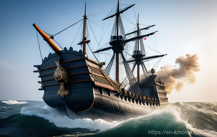 명량 의 후속작  한산  정보 - The Crane Wing Formation: Clash of Fleets at Hansan**

"An epic, sweeping wide shot of the naval bat...