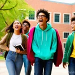 윤제균 감독 영화 특징 - **Prompt 1: "Campus Comedy Chaos"**
    A vibrant, wide-angle shot of a diverse group of college stu...