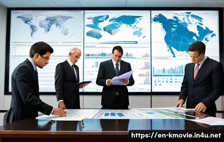 국가부도의 날  배경과 역사적 사건 - A detailed illustration of a government office during a sovereign debt crisis, showing stressed offi...