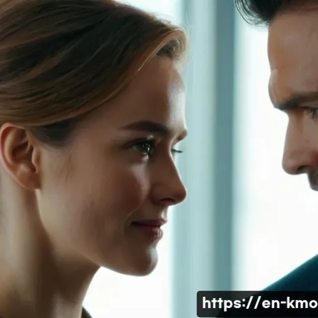 정유미와 공유의 영화 호흡 - A cinematic close-up of two actors in an intimate yet restrained moment, capturing subtle facial exp...