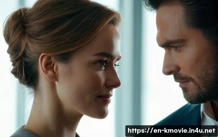 정유미와 공유의 영화 호흡 - A cinematic close-up of two actors in an intimate yet restrained moment, capturing subtle facial exp...