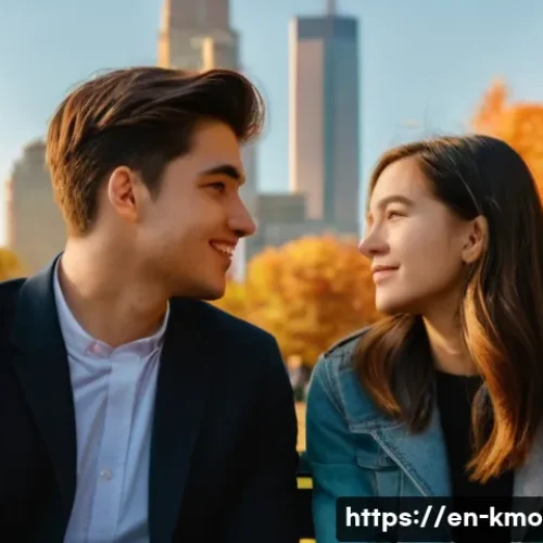 건축학개론  명대사와 음악 - A close-up scene of two young adults having a heartfelt conversation on a city park bench during gol...