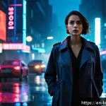 2025년 개봉 한국 영화 - A moody and atmospheric scene from a psychological thriller set in a modern urban environment at nig...